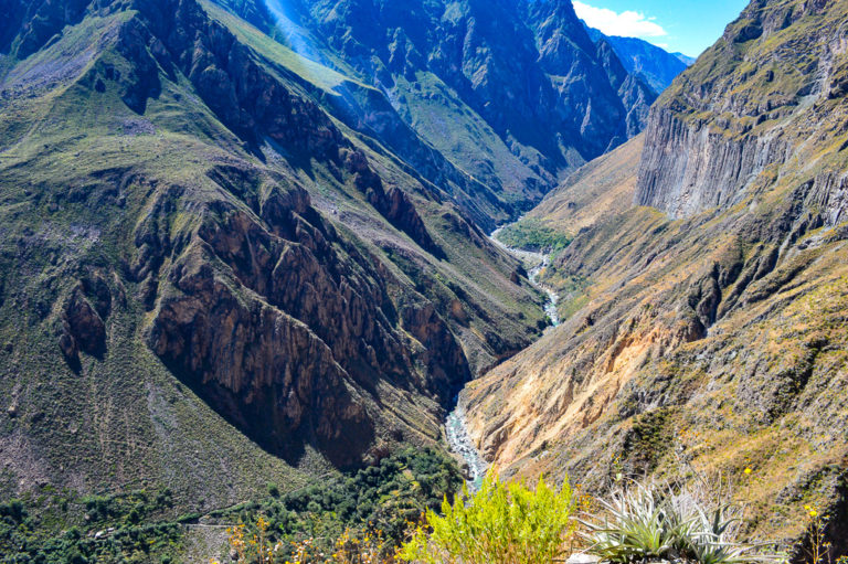 river surrounded by the colca canyon