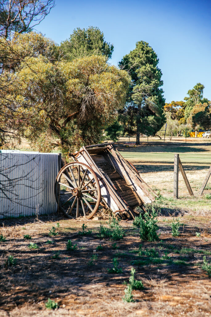 old wooden cart within historic brewery ground