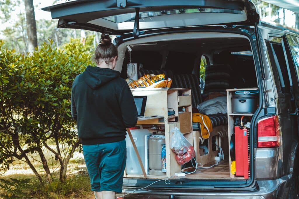 cooking in small camper van