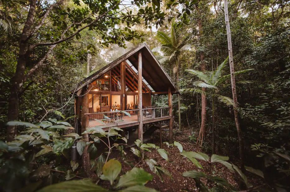 treehouse hut in rainforest for rent