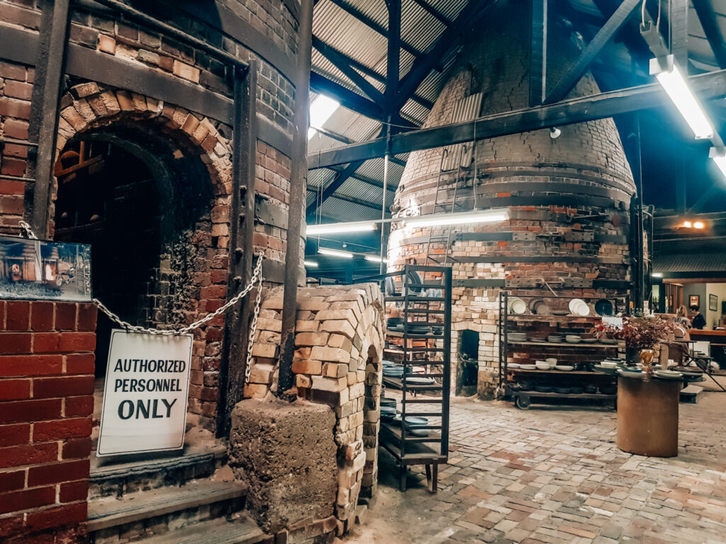 brick pottery kilns inside Bendigo Pottery warehouse