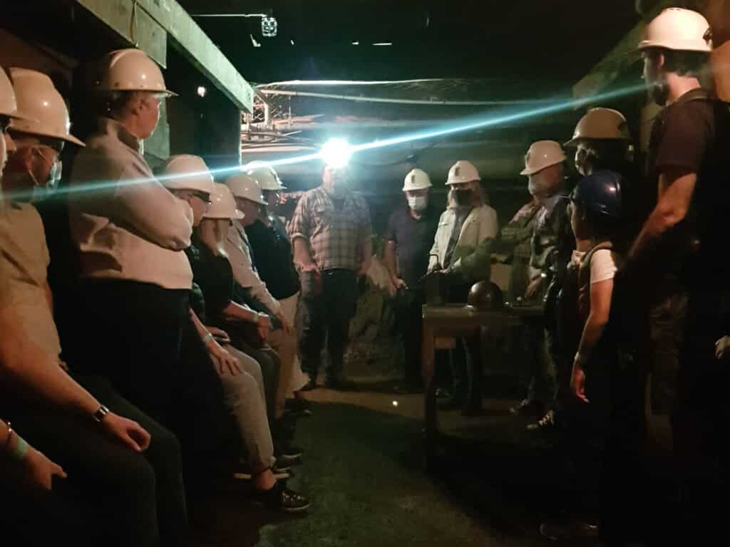 tour group underground at Central Deborah Mine