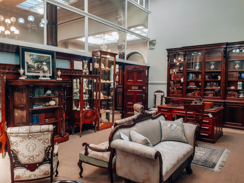 antique furniture in a gallery